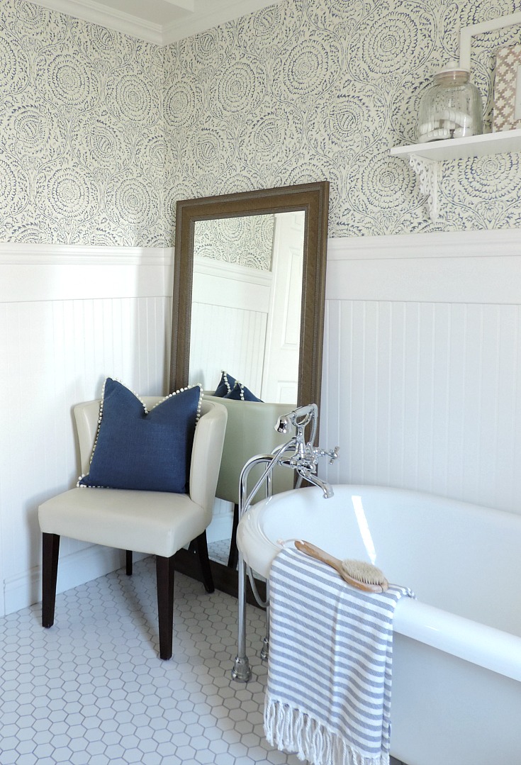 batroom refresh, blue and white
