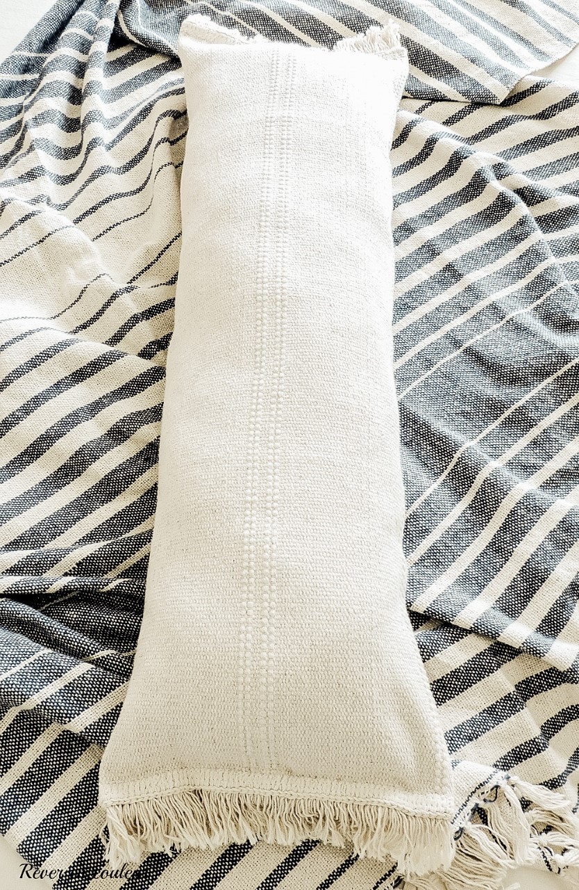 DIY lumber pillow from a small rug
